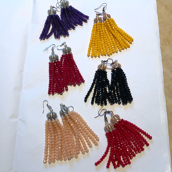 Yellow/Antique Rose Gold Crystal Tassel Ear… - Picture 9 of 16